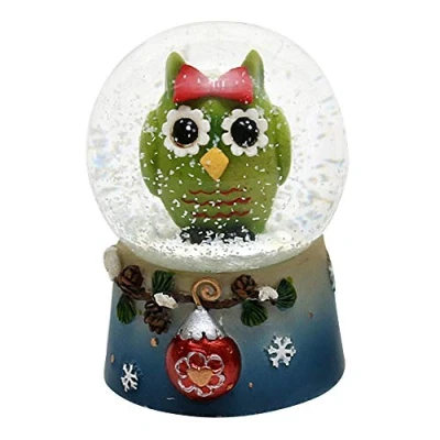 Image of Beautiful and Original Snow Globe with Green Owl, Dimensions Approx. 6.5 x 4.5 cm/Ø cm