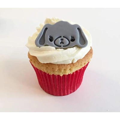 Image of 6 Sugar Grey Dog Cake Decorations Edible, Unique and Made with Love in The UK!