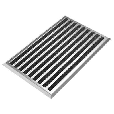 Image of outdoor grey door mat 50 x 80 cm, aluminum doormats, doormat, heavy duty mats outside, welcome mat, dirt trap house entrance trapper.