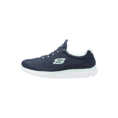 Image of Skechers WIDE FIT Summits Trainers, Women&#039;s, Size: 4.5, Navy/aqua