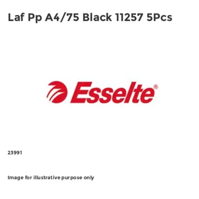 Image of Esselte Essentials, A4 Lever Arch File, 75 mm Spine, 500 Sheets Capacity, PP, Plastic Cover, File Folder, Black, Pack 5, 23991