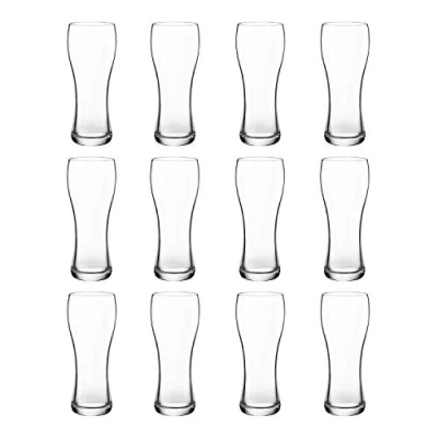 Image of Set of 12 Durable Everyday Weizen Style Beer Glasses 285ml Capacity Dishwasher &amp; Freezer Safe.