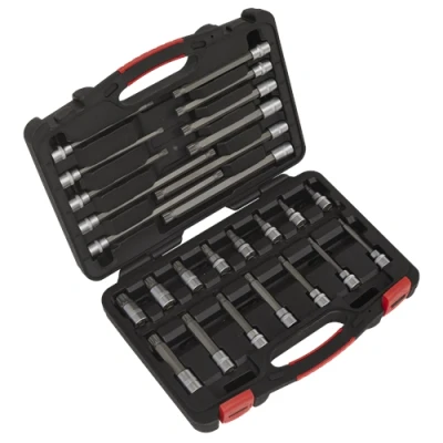 Image of Sealey Premier Spline Socket Bit Set 26pc 3/8&quot;Sq Drive Platinum Series