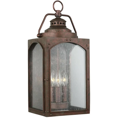 Image of Randhurst Outdoor 3 Light Large Wall Lantern, Copper Oxide, IP44, E14