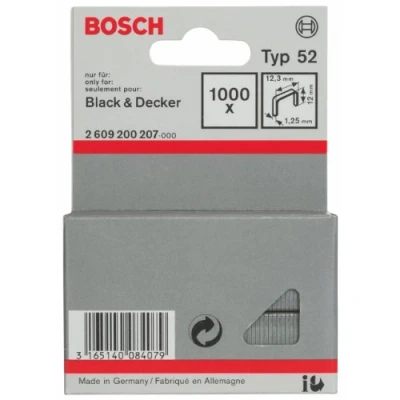 Image of Bosch 2609200207 Fine Wire Staple, Silver, 12 x 12.3 mm, Set of 1000 Piece