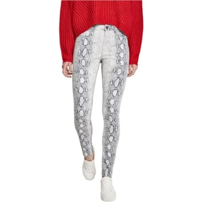 Image of Urban Classics Ladies Animal Stretch Pants Jeans Skinny Fit, Women&#039;s, Size: 27, Offwhite