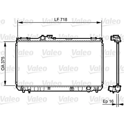 Image of 1640070630 Engine radiator VALEO 734498 Aluminium 375mm 718mm 16mm with coolant regulator Brazed cooling fins LEXUS: IS I Saloon