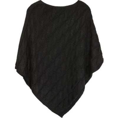 Image of styleBREAKER Knitted Poncho with Plait Pattern, Round Neck Poncho, coarse Knit, Ladies 08010040, Colour:Black
