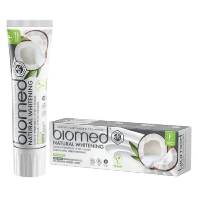 Image of Biomed Coconut Oil 97% Natural Whitening Toothpaste Gentle &amp; Enamel Strengthening Vegan, SLES Free, with Fluoride 100g