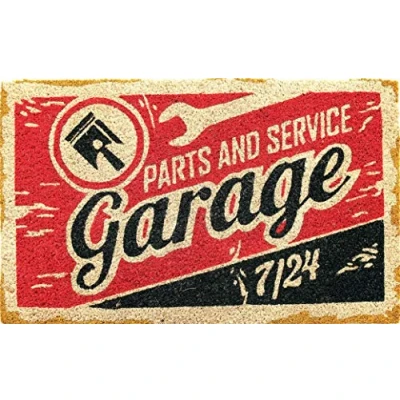 Image of Coco &amp; Coir Door Mats Indoor/Outdoor Non Slip Colourful Lifestyle Entrance Mat (The Garage 45cm x 75cm)