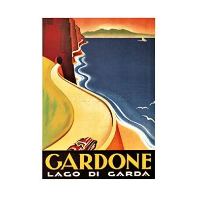 Image of Wee Blue Coo Travel Gardone Lake Garda Italy Picture Wall Art Print