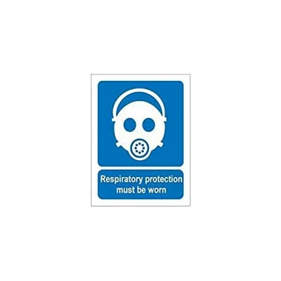 Image of Seco Respiratory Protection Must Be Worn Sign, 150mm x 200mm Self Adhesive Vinyl, White