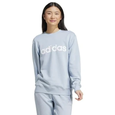 Image of adidas Sportswear Essentials Linear French Terry Sweatshirt, Women&#039;s, Size: Medium, Blue/white