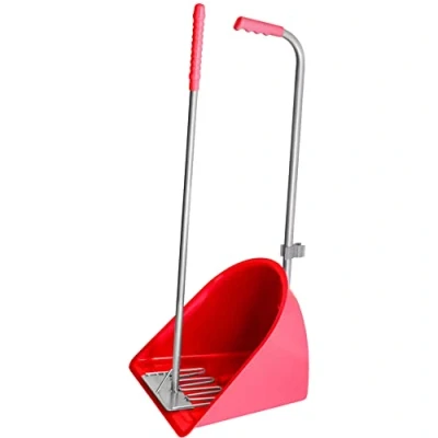 Image of Muck Grabber Stable Mate Manure Collector Long Handle Poop Scoop &amp; Rake Paddock Dock Tidy Ideal for Horse, Pony, Donkey, Dog, Leaves Yard, Stable, Horsebox Garden 80 cm (Red)