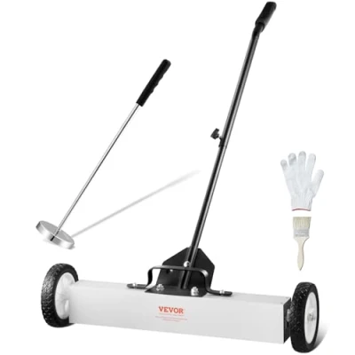 Image of VEVOR 24 Inch Magnetic Sweeper with Wheels, 50 lbs Capacity, Telescoping Pickup Tool, Adjustable Handle, to Pick Up Nails and Screws, for Workshop, Garage, Yard