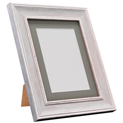 Image of FRAMES BY POST Scandi Vintage Picture Photo Frame, Recycled Plastic, Distressed Blue with Dark Grey Mount, 20 x 16 Inch Image Size 40 30 cm