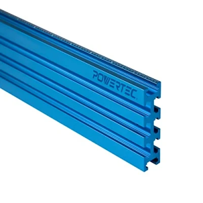 Image of POWERTEC 71488 Aluminum Multi T Track Fence with Laser Measure Right to Left, 3 High x 24&quot; Long