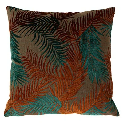 Image of Paoletti Palm Grove Polyester Filled Cushion, Teal/Rust, 50 x cm