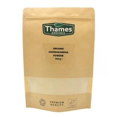 Image of Organic Ashwagandha Powder Pure Root Powder, Raw, Vegan, Non GMO, No Additives or Preservatives, Promotes Relaxation Thames 500g