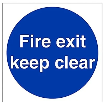 Image of V Safety Fire Exit Keep Clear Mandatory Sign 200mm x 1mm Rigid Plastic