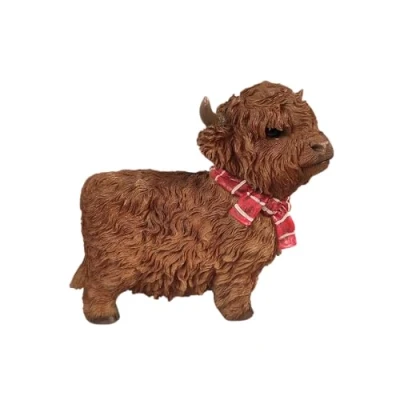 Image of Vivid Arts Highland Cow Standing Ornament with Red Scarf