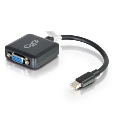 Image of C2G 20CM Mini DisplayPort Male to VGA Female Full HD Adapter Black, DP Compatible with Apple MacBook, Mac Mini, Pro, Microsoft Surface Dell XPS and More