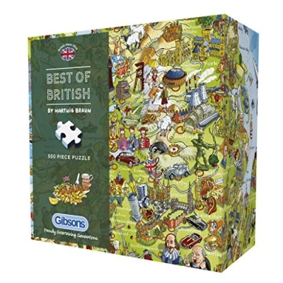 Image of Best of British 500 Piece Gift Puzzle Britain Icons Map Sustainable Jigsaw for Adults Premium 100% Recycled Board Great Gibsons Games