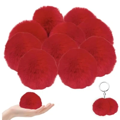 Image of BEAHING Pompoms for Crafting 10PCS 3.15inch Soft Pom Poms Craft DIY Mini Pompom Balls Hair Accessories, Weddings, Birthdays, Christmas Decor Red