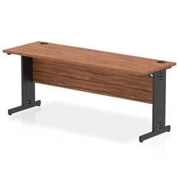 Image of Impulse 1800x600mm Straight Desk Walnut Top Black Cable Managed Leg