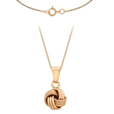 Image of Carissima Gold Women&#039;s 9 ct Rose Knot Pendant on Curb Chain of Length 46 cm