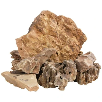 Image of vidaXL Natural Brown Dragon Stones 25 kg, 5 30 cm Ideal for Aquarium Decoration, Micro Landscaping and Bonsai Tree Display