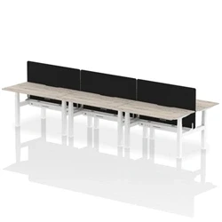 Image of Air B2B 1400x800 Adjustable 6P Bench Desk Scallop Gry Oak/White/Screen