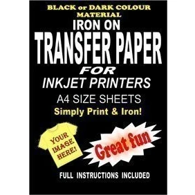 Image of Inkjet Printable Iron On T Shirt &amp; Fabric Transfer Paper for Dark Fabrics 20 A4 Sheets