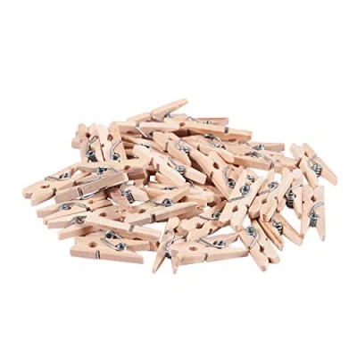 Image of NKBSDKM Mini Wooden Clothes Photo Paper Peg Clothespin Craft Clips 25mm 40pcs
