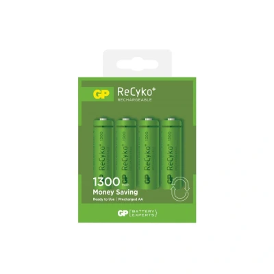 Image of GP ReCyko+ AA 1300mAh 1.2V NiMH Rechargeable Battery Batteries 4 Pack