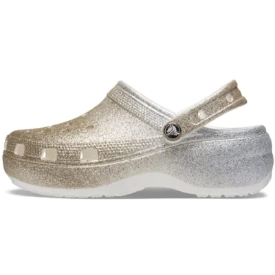 Image of Crocs Women&#039;s Classic Platform Clog W Clogs, White Gold, 2 UK