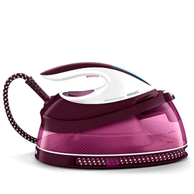 Image of Philips PerfectCare Compact Steam Generator 2400W, 400g Boost, 6.5 Bar Pressure, OptimalTEMP Technology, 1.5L Tank, Burgundy/White (GC7842/46)