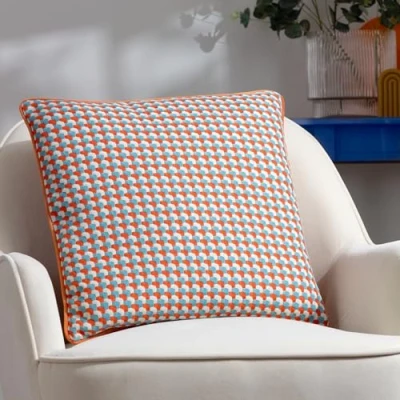 Image of furn. Marttel Geometric Jacquard Filled Cushion Orange Size 45 cm x