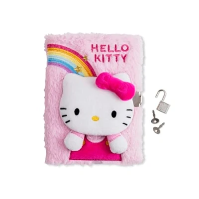 Image of Hello Kitty Girls 3 D Secret Diary with Lock A5 Lined Plush Notebook for School