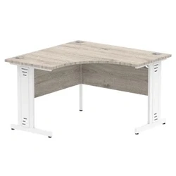 Image of Impulse 1200mm Corner Desk Grey Oak Top White Cable Managed Leg
