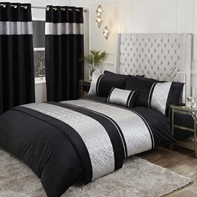 Image of Rapport Home Luxury Embroidered Capri Duvet Cover Set Single Silver