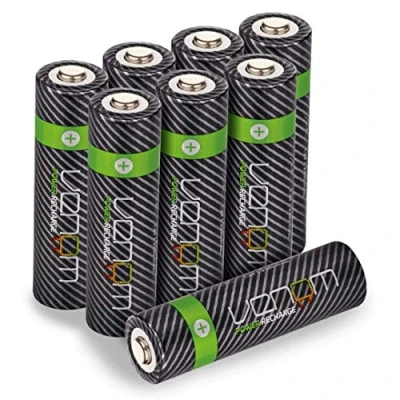 Image of Venom Rechargeable AA Batteries 2100mAh 1.2V NiMH High Capacity (8 Pack), Black