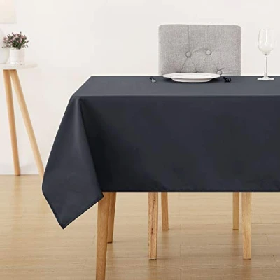 Image of Deconovo Home Decorative Oxford Wipeable Tablecloth Rectangle Water Resistant for Garden Table 130x220cm(51x87in) Dark Grey