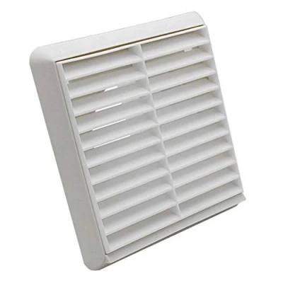 Image of Kair White Louvred Grille 155mm External Dimension Wall Ducting Air Vent with Round 125mm 5 inch Rear Spigot