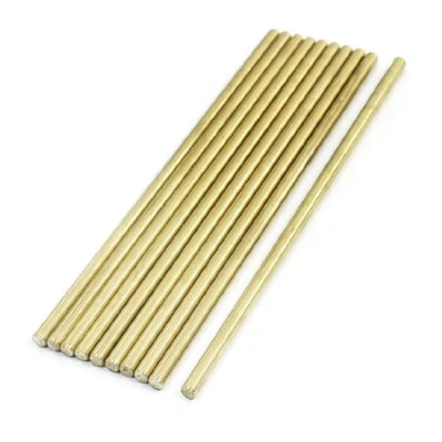 Image of sourcingmap 10Pcs Brass 100mm x 3mm Round Rod Stock for RC Airplane Model