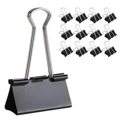 Image of VDL 19mm Black Bulldog Foldback Clips Metal Paper Binder Grip (20)