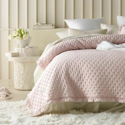 Image of ROOM99 Molly Elegant Dusty Pink Bedspread 170 x 210 cm Versatile as Bed Throw or Sofa Throw, Quilted for and Couch,