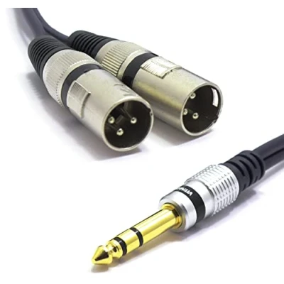 Image of Vitalco 2x XLR Male to Stereo Jack Cable, Microphone 3 Pin 6.3 mm TRS Plug Adaptor, m