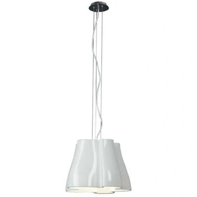 Image of Miss Dome Ceiling Pendant 3 Light E27, Gloss White, Polished Chrome