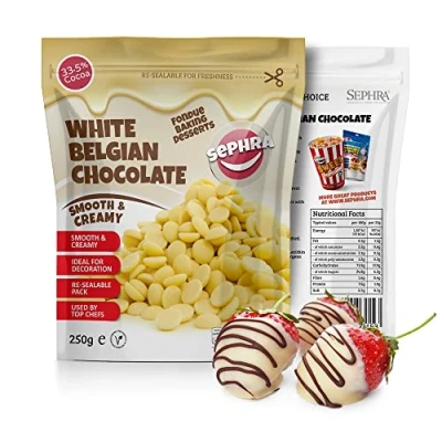 Image of Sephra Belgian Couverture Fountain Ready Chocolate Callets White 250g